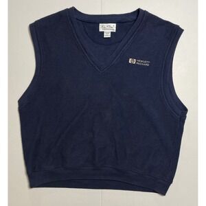 VTG USA Made Hewlett Packard 90s Employee Navy Blue V-Neck Sweatshirt Vest L
